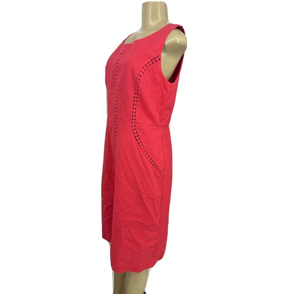 Talbots Size 8 Sleeveless Circled Lace Midi Dress Linen Blended Lined Women E31 - Picture 2 of 9